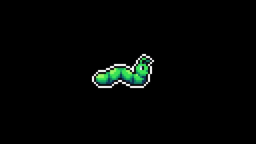 Pixel Art Caterpillar Crawling Animation Seamless Loop Retro Game Sprite