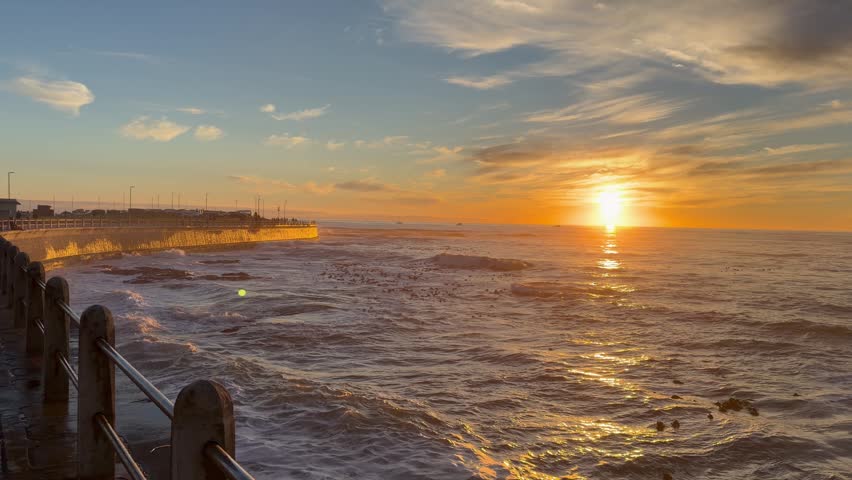 Sunset over the Sea Point promenade, Cape Town, South Africa