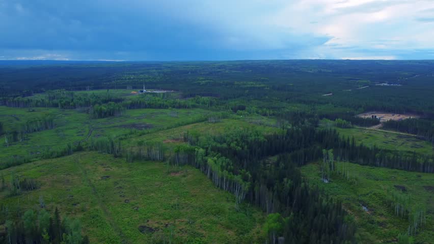 Multiple Remote Oil and Gas Rigs in the Alberta Prairies, Canada