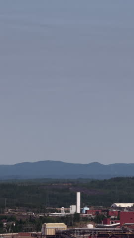 Sudbury mining smoke stack and surrounding area - industrial centre of nickel production