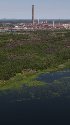 Sudbury mining smoke stack and surrounding area - industrial centre of nickel production