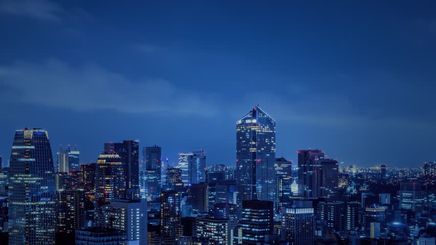 Modern cities and networks. DX, systems, cloud, AI, uploading, GPS, satellite communication, IoT, society.