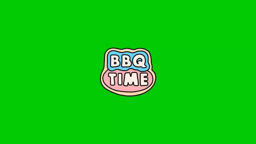 Animation of a barbecue grill. Ideal for food videos, summer BBQ promotions, restaurant advertisements, cooking intros, social media content, motion graphics, and video editing with chroma key background. Animation, green screen background.