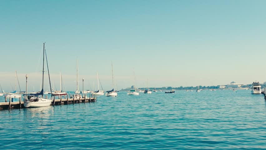 Sailboats parked in Chicago