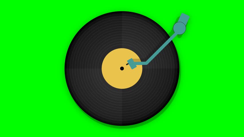 Minimal flat design animation of a vinyl record spinning smoothly