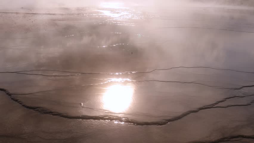 Sun Reflection Grand Prismatic Spring In Midway Geyser Basin Yellowstone
