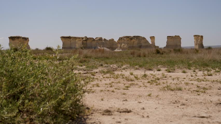 Wide View Of Monument Rocks Chalk Formations In Kansas