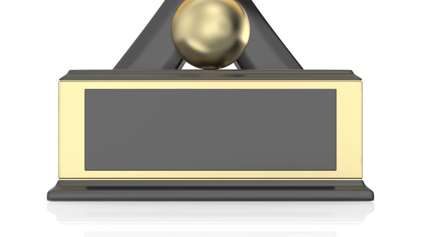 Gold table tennis trophy on white background