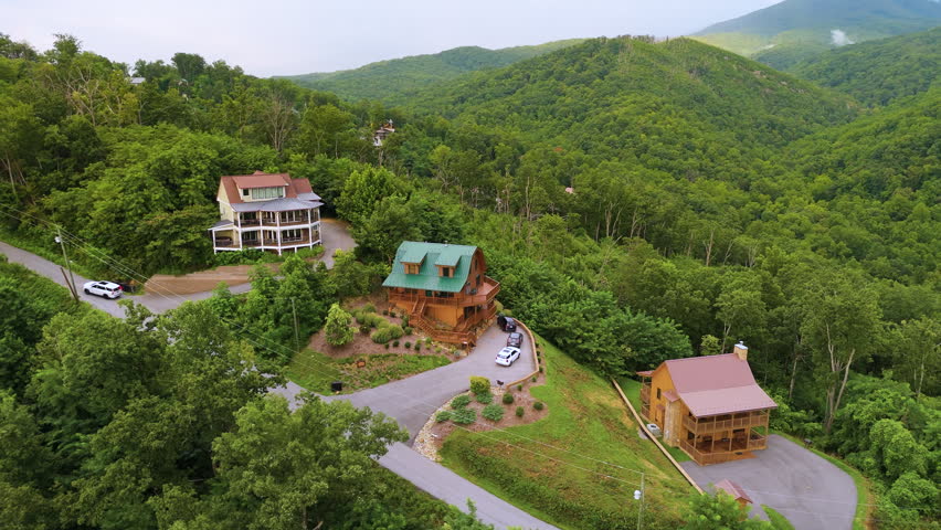 Remote hillside cottages with forest views and rustic charm in a peaceful mountain community