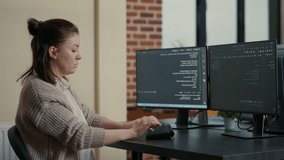 Software developer develops software at a computer desk, connecting source code, database work and digital workflow, while reviewing algorithm output. - Powered by Shutterstock - Get 15% off with code: PIKWIZARD15