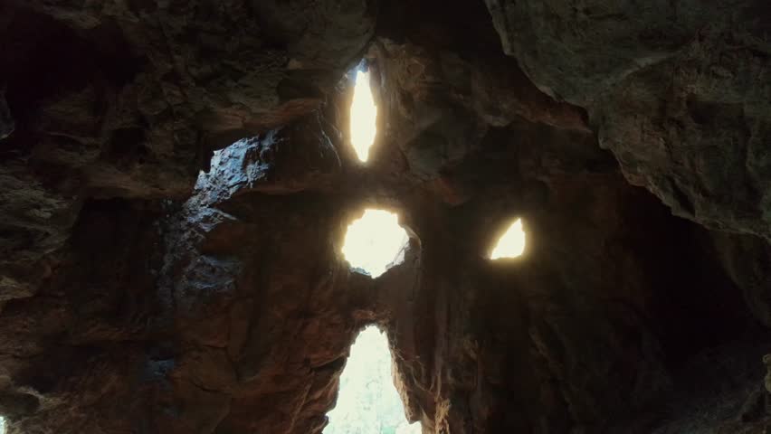 Touring the cave called the Temple of Tanit located in the Hondo ravine, Gran Canaria
