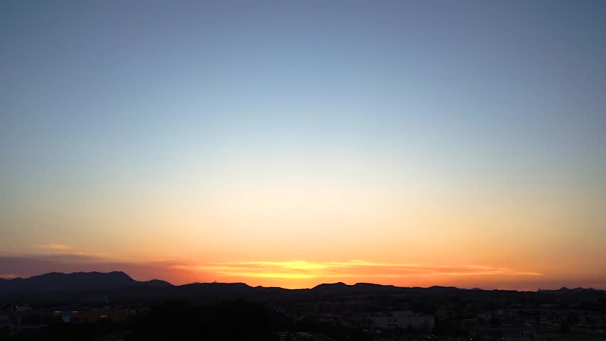 Sunset view from the city of Elche, Alicante, Spain