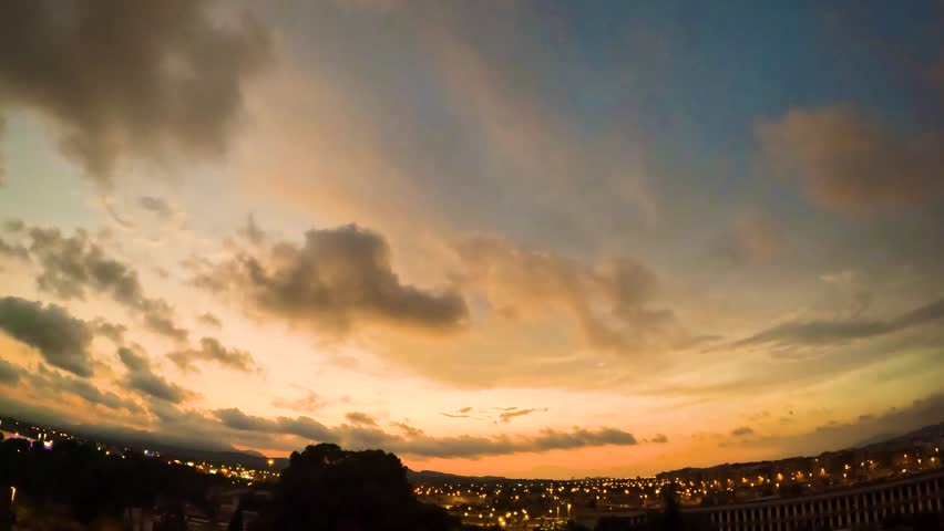 Sunset view from the city of Elche, Alicante, Spain
