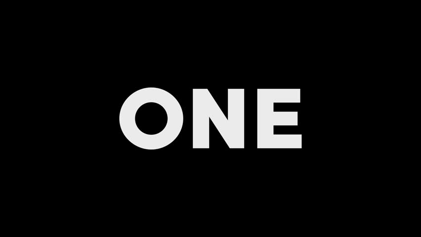 One to ten text numbers animate, display on black background. 4k