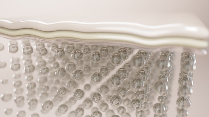3D animation of structured skin layers with pink collagen cells. Perfect for skincare, moisture, and anti-aging cosmetic visuals.