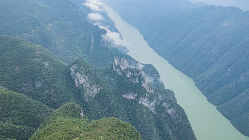 8K Time-lapse of natural scenery of Goddess Peak in stunning Wu Gorge