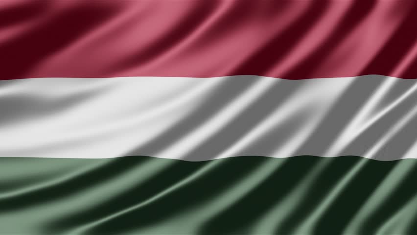 Hungary national flag ripples gently in the breeze with a smooth fabric texture that highlights the vibrant red white and green colors in this high quality digital motion clip representing the patriotic spirit of the nation with elegant and fluid light reflections.