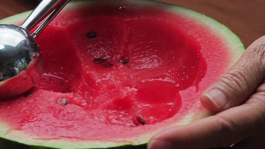 Fresh watermelon scoop in ball shape. 
