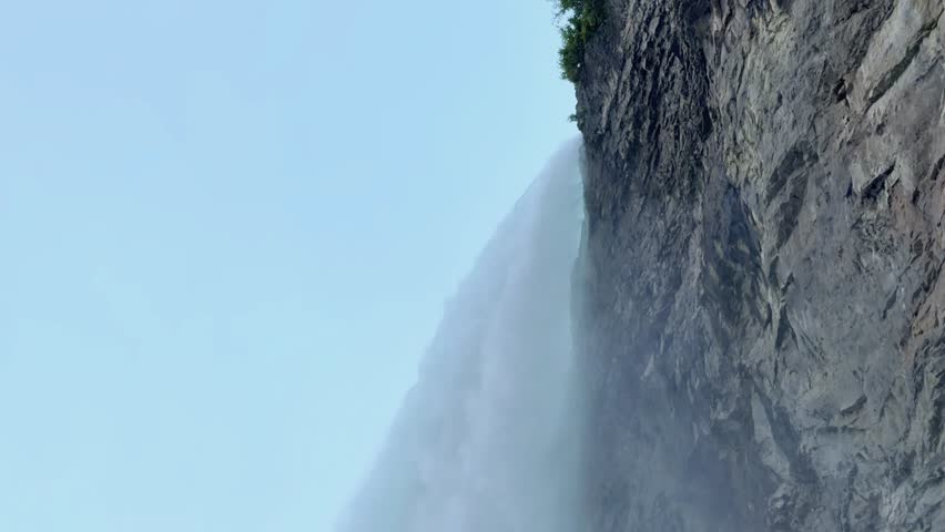 Close Side View of Horseshoe Falls Beside Rock Cliff