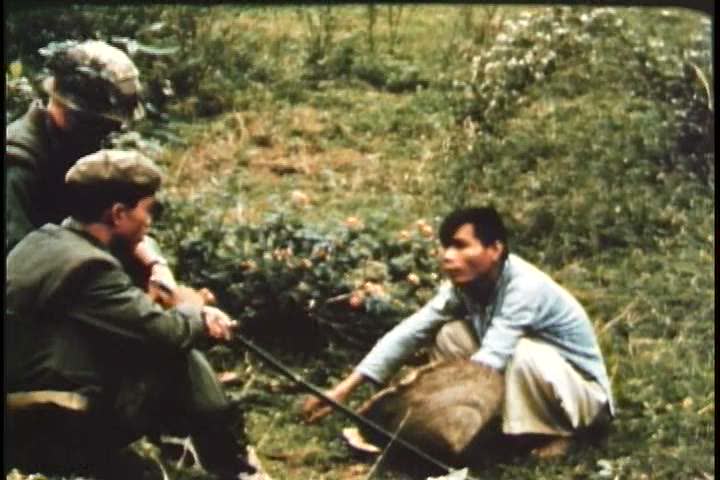 1960s - United States marines examine and avoid traps set up by Vietcong forces