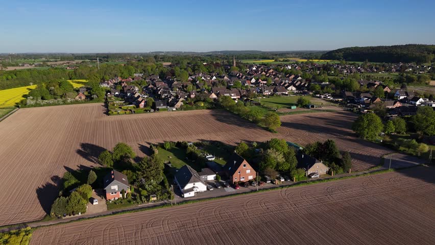 Farms and fields around german town Marienbaum