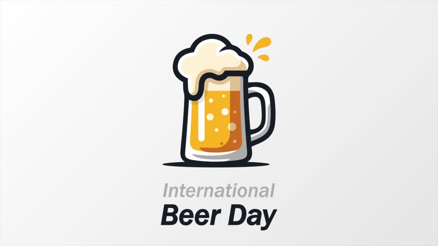 Beer international day cup glass, art video illustration.