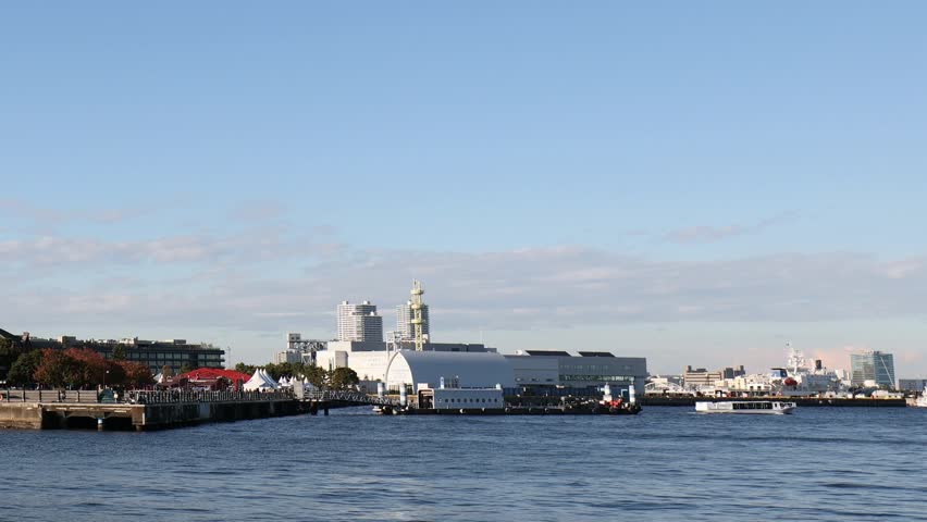 Video of the Minato Mirai cityscape viewed from Yokohama Osanbashi Pier