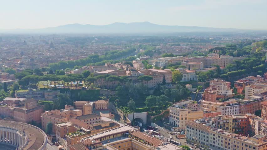 Slow panoramic view from the dome of St. Peter