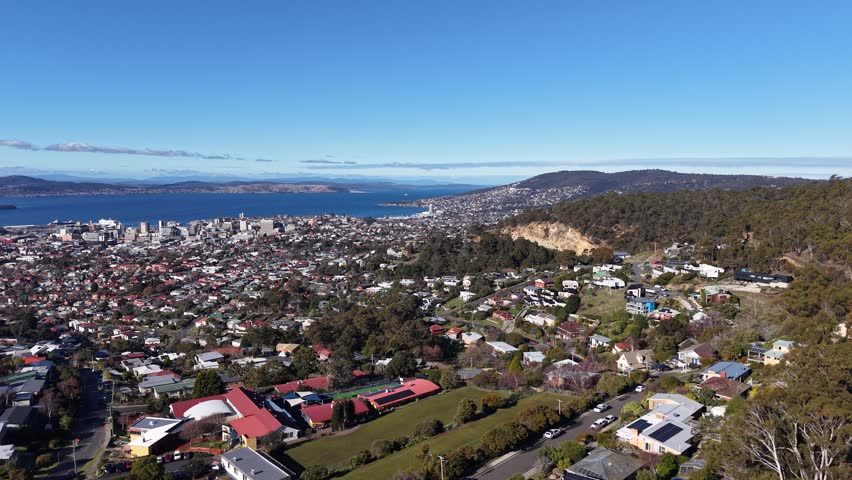 Mt Stuart, Hobart, Tasmania, Australia Aerial Drone 4K