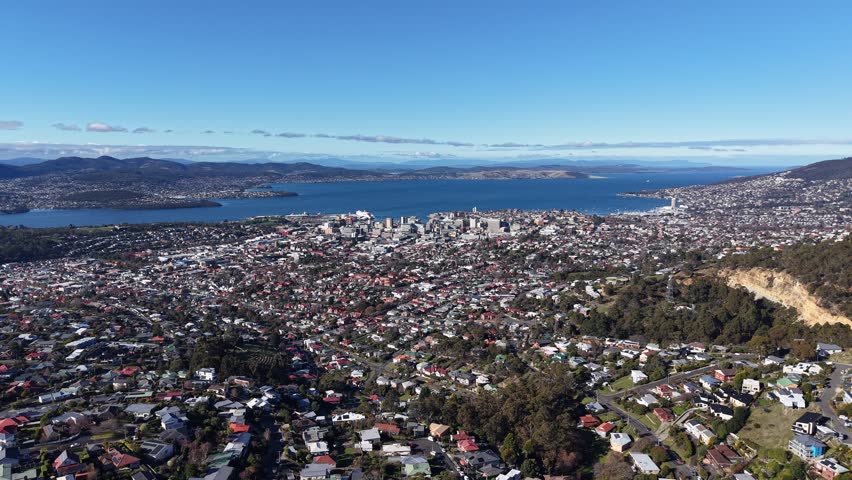 Mt Stuart, Hobart, Tasmania, Australia Aerial Drone 4K