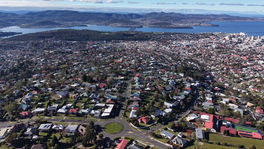 Mt Stuart, Hobart, Tasmania, Australia Aerial Drone 4K