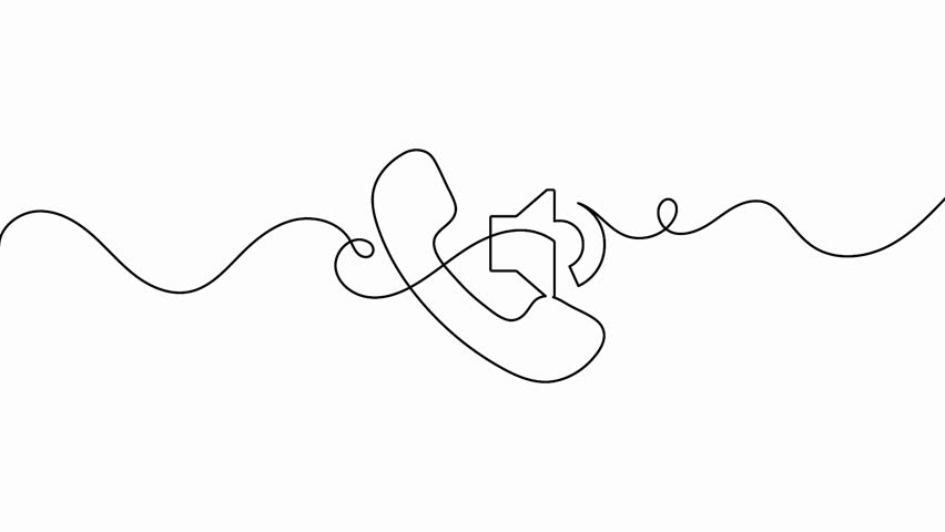 Telephone handset continuous line animation featuring an audio speaker sound icon