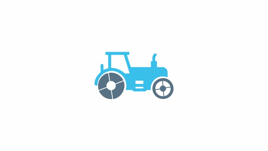 Animated Blue and Grey Tractor Vector Icon