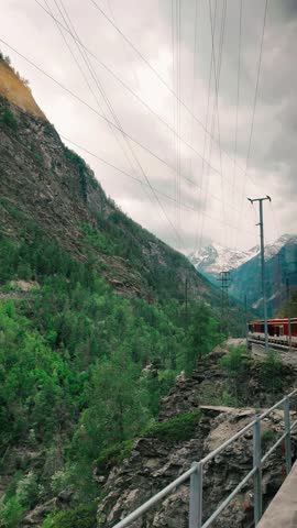 View from the window of the Glacier Express in Switzerland