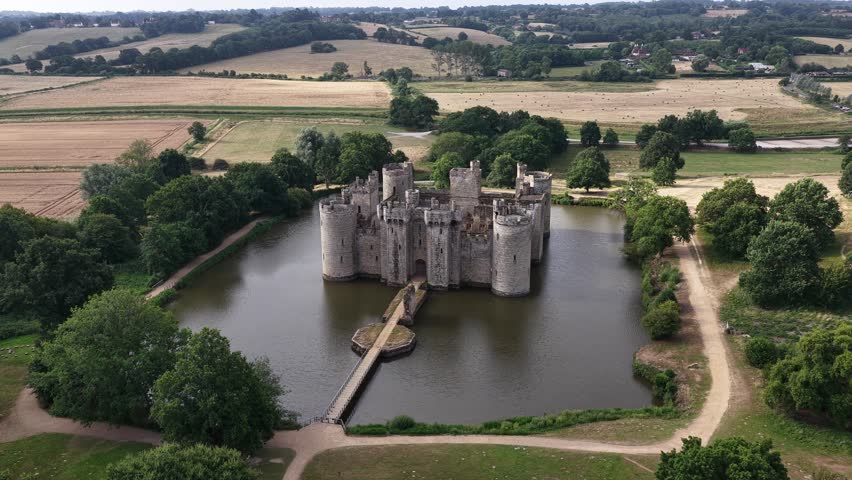 Aerial view of Bodiam Castle in summer