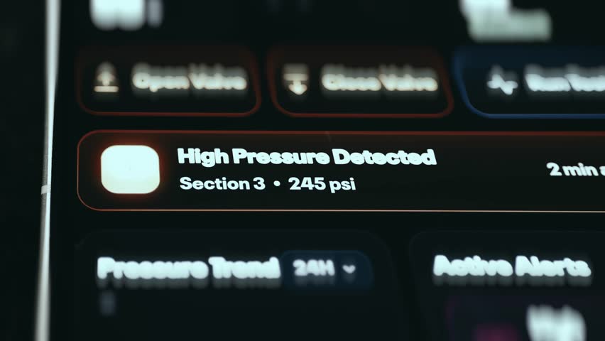 High Pressure Detected Alert on Pipeline Section 3 at 245 PSI