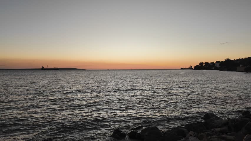 Sunset view of the seaside and La Corniche promenade in Mahajanga, Madagascar