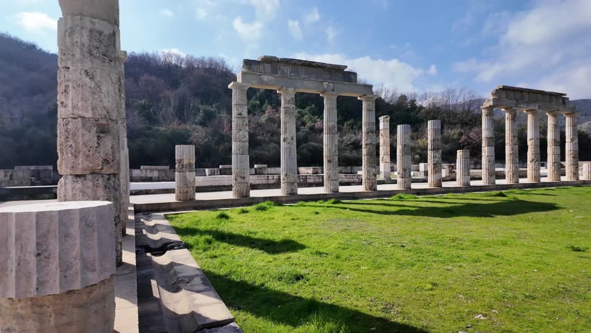 Ancient Ruins of Palace at the Archaeological Site of Aigai, Vergina, Central Macedonia, Greece