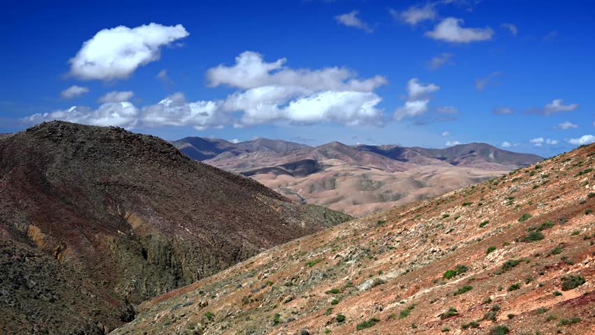 Timelapse of Clouds Forming Over Desert Wastelands, Jandia Natural Park, Fuerteventura, Canary Islands