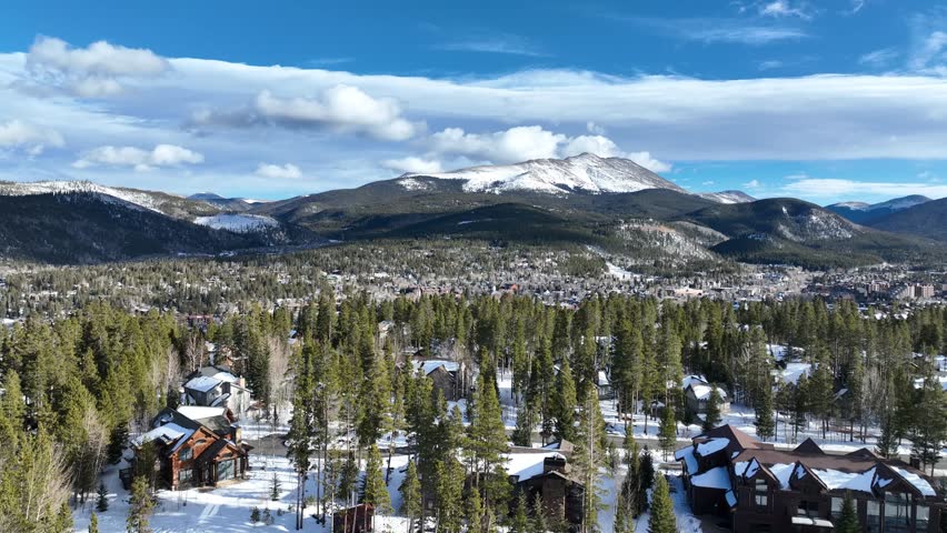 Breckenridge Colorado Village Aerial Snowy View