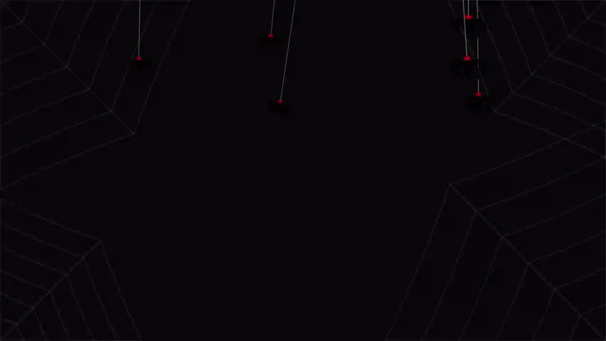 Creepy Spiders Swinging and Dropping from Webs Dark Halloween Loop