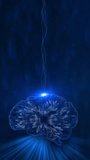 Brain 3d wireframe Artificial intelligence Electronic brain AI Futuristic 3d Hologram of Human brain Energy HUD Infographic. Processing Unit Ai machine learning. tech Global medicine science research - Powered by Shutterstock - Get 15% off with code: PIKWIZARD15
