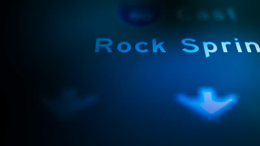 Crime Filler Shot - Cinematic Wyoming State Highway Sign - Rock Springs