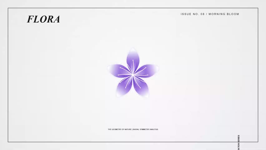 Minimalist Animated Purple Flower Radial Symmetry Scientific Analysis