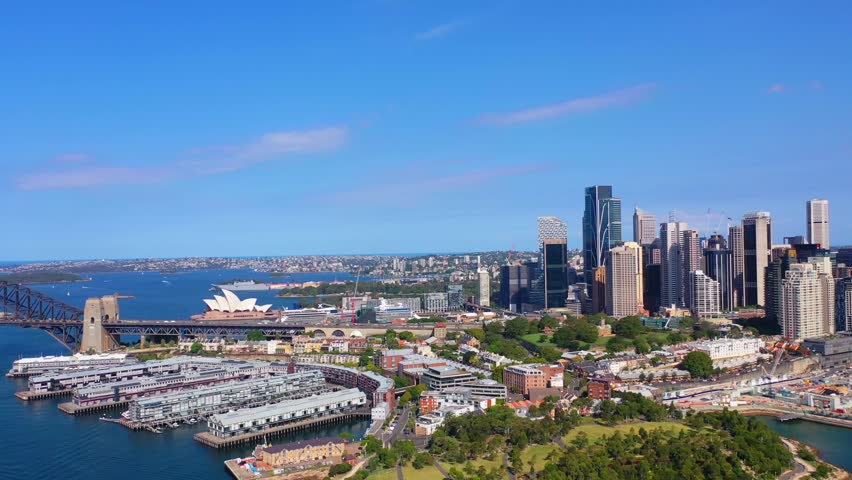 Title Aerial Video Footage of Sydney Opera House, Harbour Bridge, and City Skyline