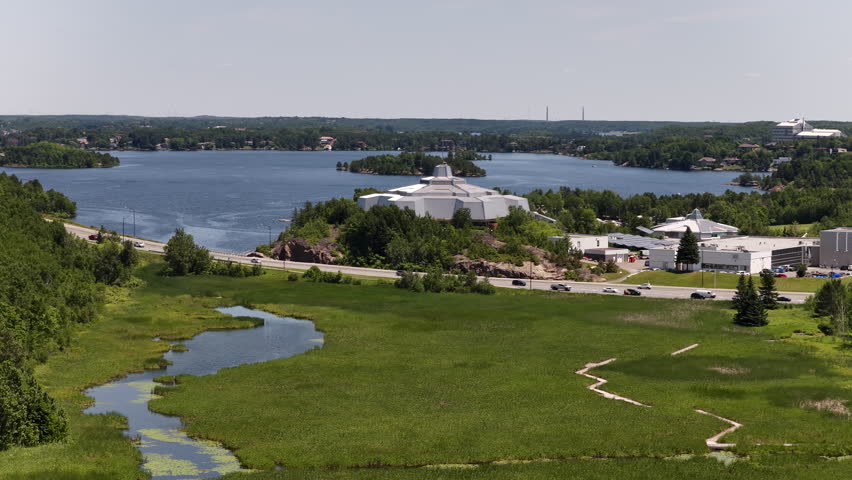 Aerial view of Beautiful Sudbury Ontario Canada Landmarks