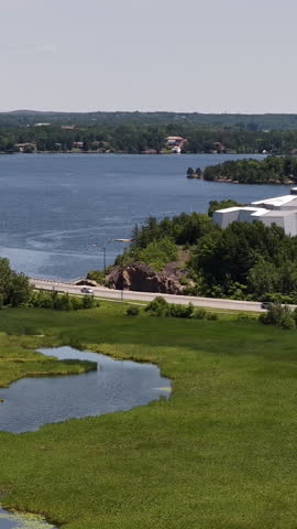 Aerial view of Beautiful Sudbury Ontario Canada Landmarks