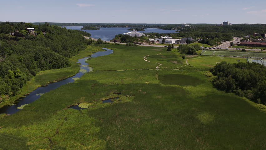 Aerial view of Beautiful Sudbury Ontario Canada Landmarks