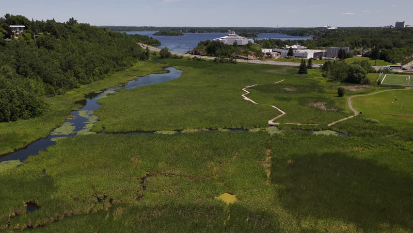 Aerial view of Beautiful Sudbury Ontario Canada Landmarks