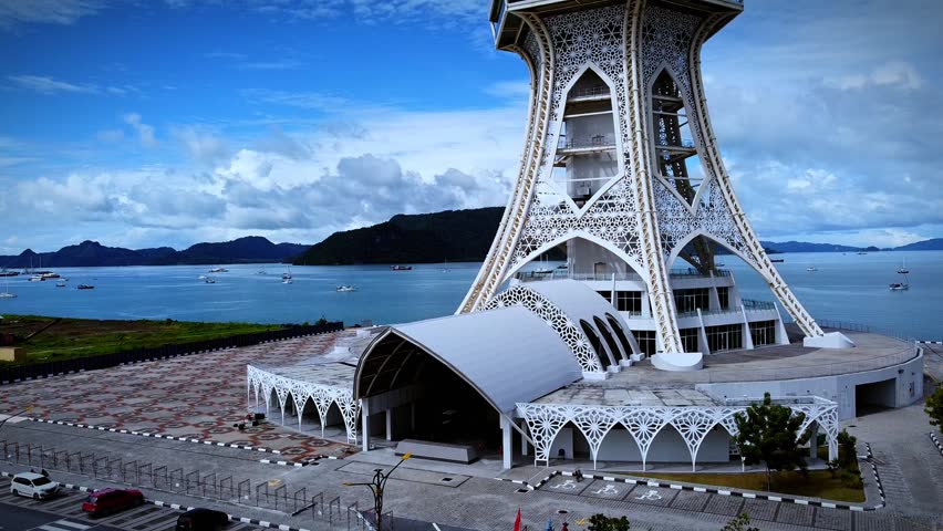 Aerial view of Observation tower near Langkawi, Malaysia 